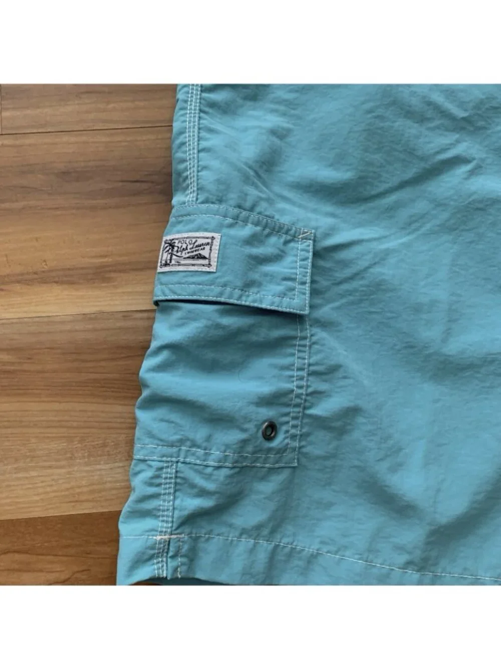 Polo Ralph Lauren Mesh Lined Cargo Swim Board Shorts Men’s 2XLT Aqua Blue - Picture 5 of 11